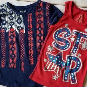 Girls 4th of July Summer Shirt Bundle 10-12